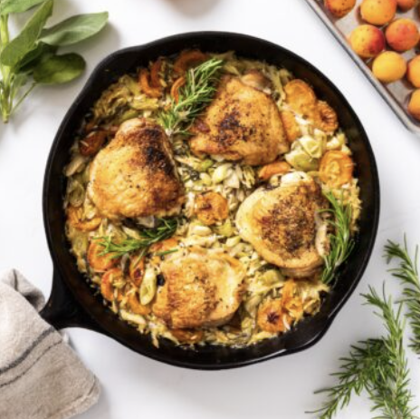 One Skillet Apricot Chicken Orzo